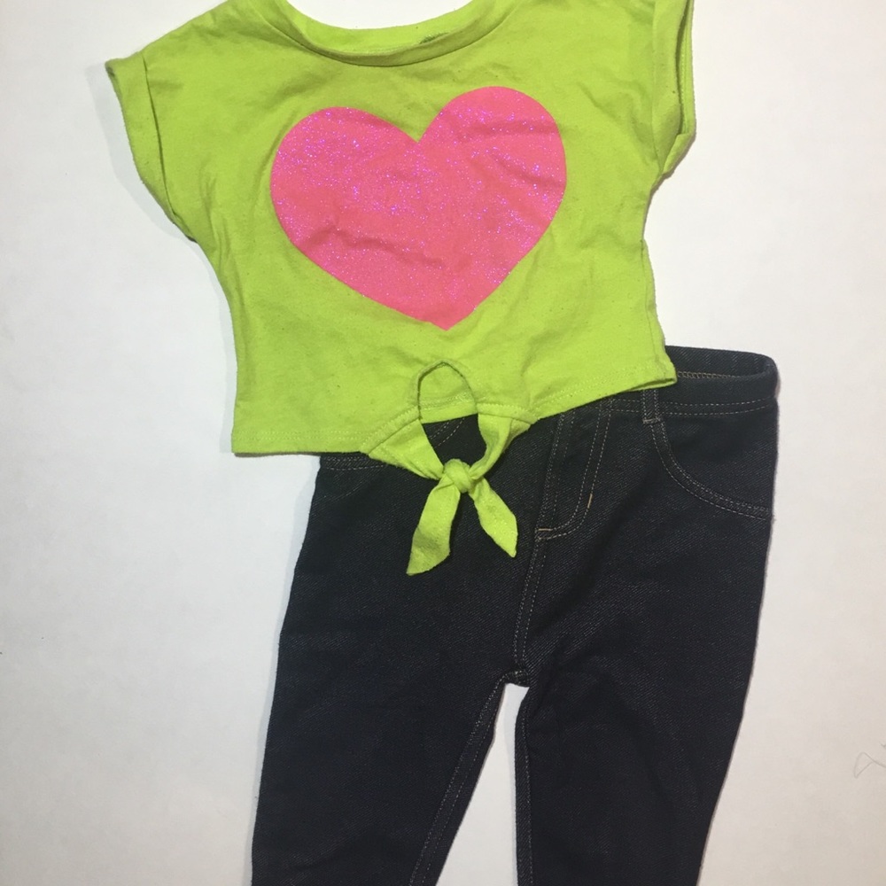 3/25$ Piper Lime Pink Heart Tank Legging Bundle 12